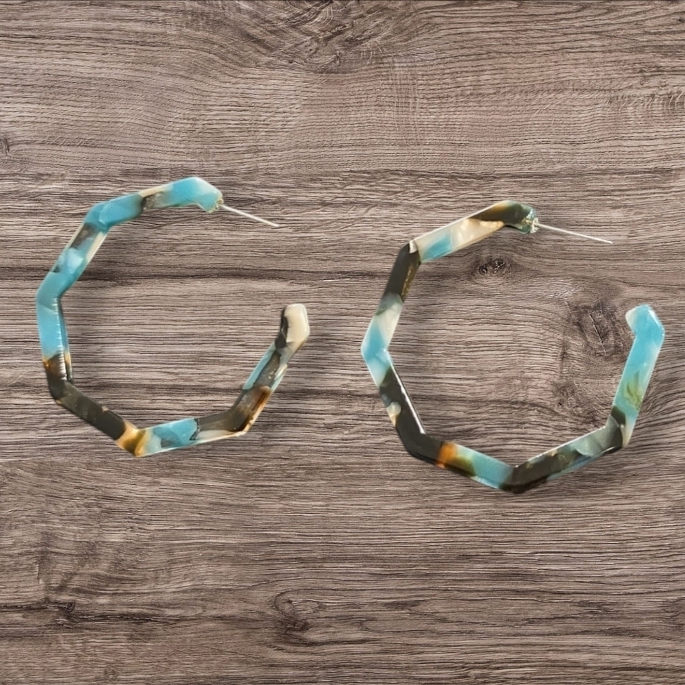 2 LEFT! Colorful Acrylic Hoop Earrings - Picture 2 of 2